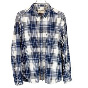 FRENCH CONNECTION Men's Size Large Blue Plaid Flannel Button Down Shirts